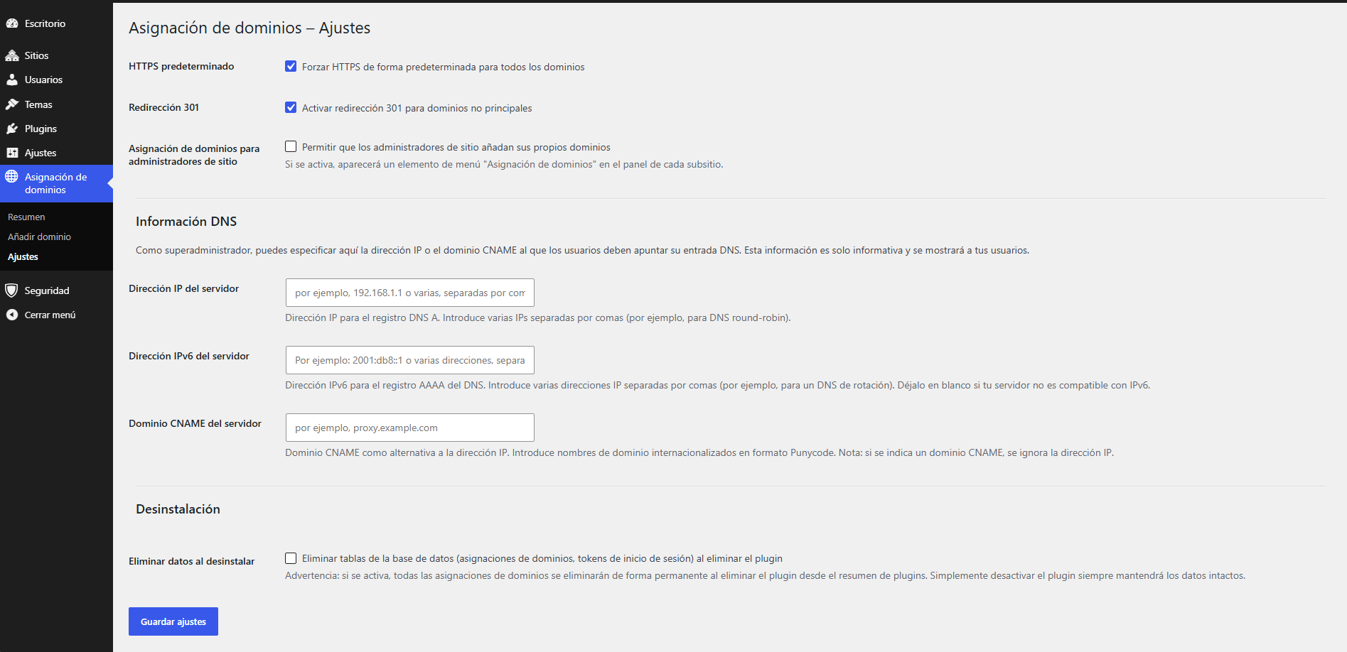 Pacote de idioma espanhol - Onartline Multisite Domain Mapping - Image 4