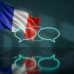 Frans taalpakket voor Onartline Multisite Domain Mapping - De Franse vlag en twee spraakbellen symboliseren de vertaling