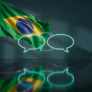 Portugees (Braziliaans) taalpakket voor Onartline Multisite Domain Mapping - De Braziliaanse vlag en twee spraakbellen symboliseren de vertaling